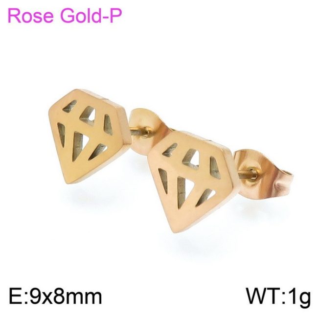 Náušnice vo farbe rose-gold z chirurgickej ocele v krásnom prevedení diamantu, vhodné ku business oblečeniu na formálne udalosti