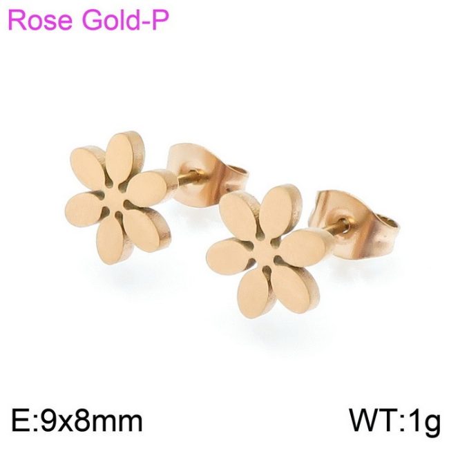 Rozkošné náušnice v tvare kvietkov v rose-gold farbe z chirurgickej ocele, ktoré sú skvelým doplnkom ku krásnym letným šatám