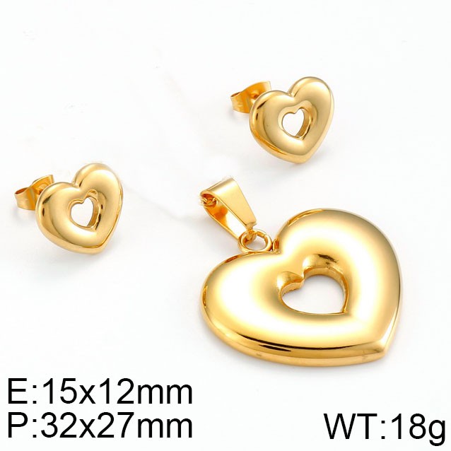 Exkluzívny zlatá set z chirurgickej ocele v tvare srdca, ktorý sa skvel hodí na jemnú retiazku a vyšperkuje Váš outfit k dokonalosti